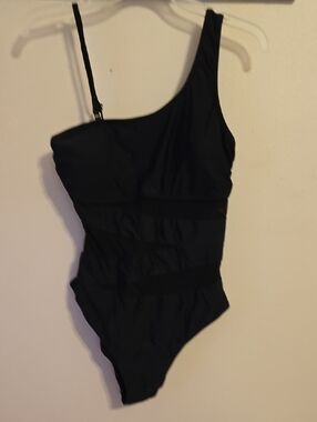 Women's Blooming Jelly One-Shoulder Black Swimsuit Sz M